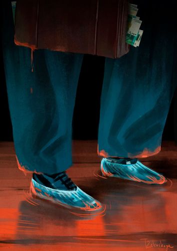 Бахилы, деньги и кровь. Художница написала картину о коррупции в Минздраве